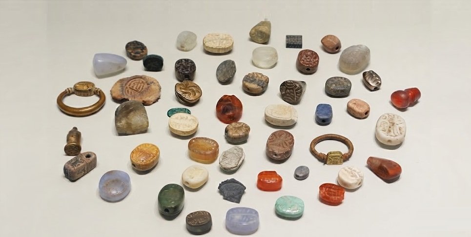 Ancient Hebrew seals on display at the Israel Museum