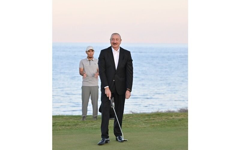 Ilham Aliyev attends Golf Club opening in Kyrgyzstan with counterparts