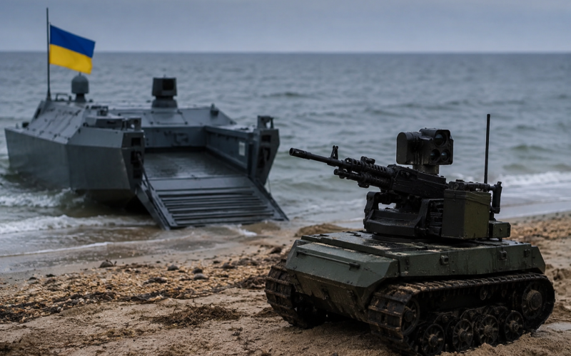 Historic first: Ukraine deploys combat robot via naval drone to shore