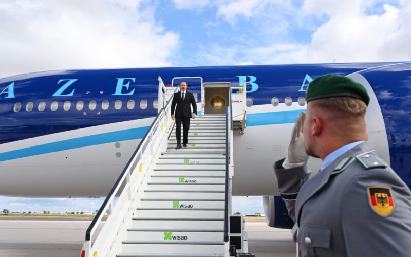 President Ilham Aliyev at the airport in Berlin