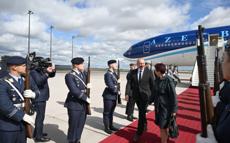 President Ilham Aliyev at the airport in Berlin