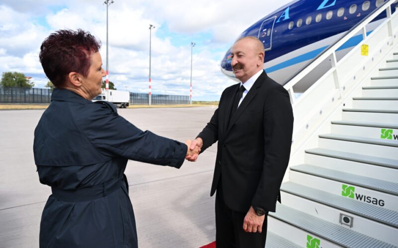 President Ilham Aliyev at the airport in Berlin