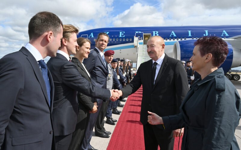 President Ilham Aliyev at the airport in Berlin