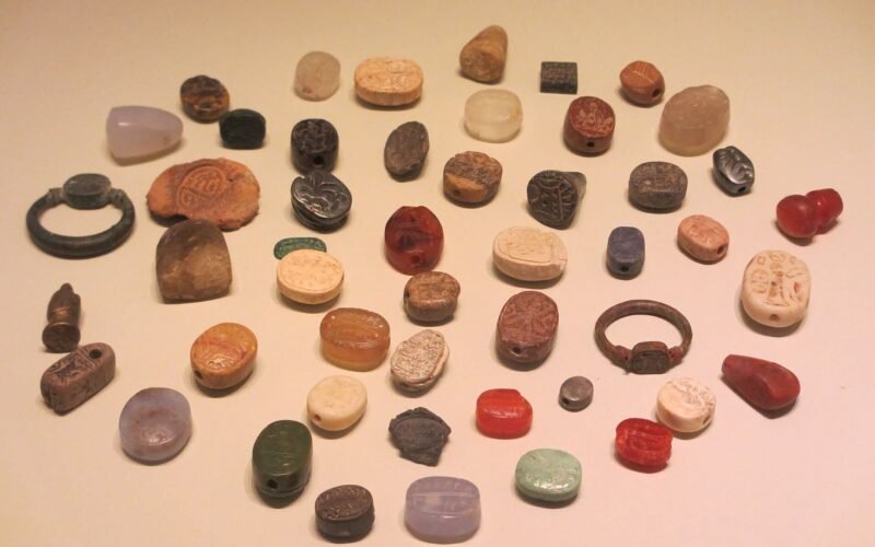 Ancient Hebrew seals on display at the Israel Museum