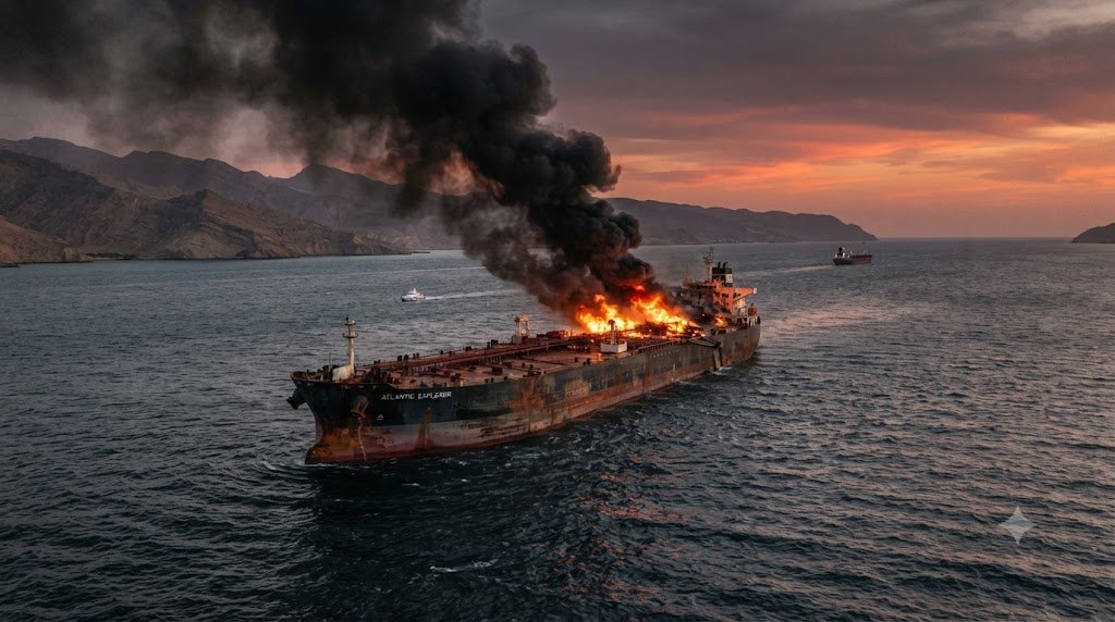 A tanker vessel in the Strait of Hormuz