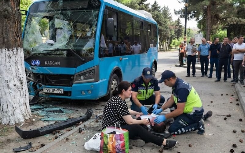 В Баку пассажирский автобус попал в ДТП: есть пострадавшие