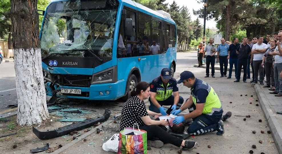 В Баку пассажирский автобус попал в ДТП: есть пострадавшие