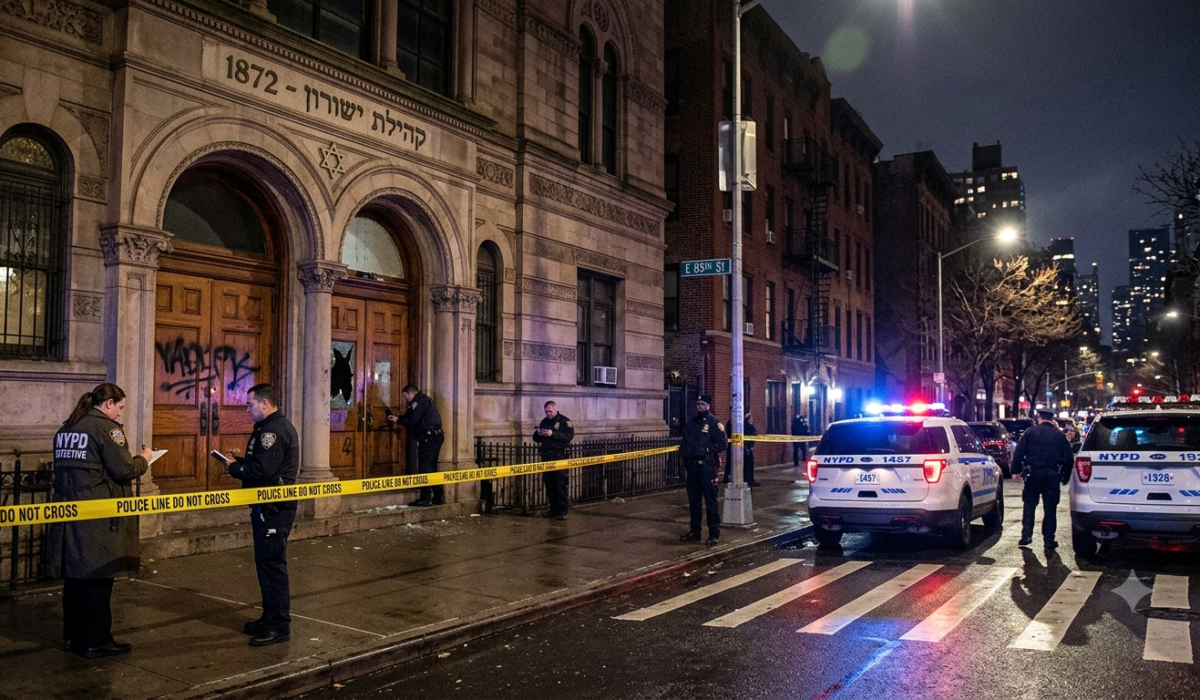 Police tape outside a building in New York
