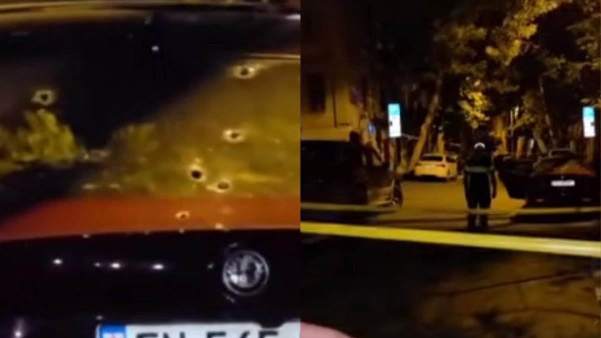 Police cordon at the scene of the shooting in Tbilisi
