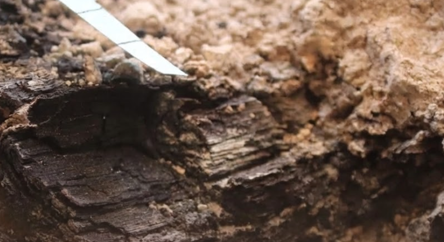 Archaeologists examining the site of the First Temple period discovery in Jerusalem.
