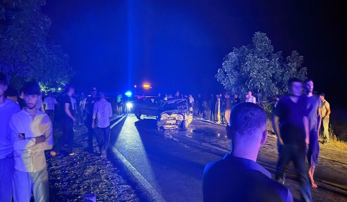 Scene of the traffic accident where Opel and VAZ-21099 cars collided in Zaqatala