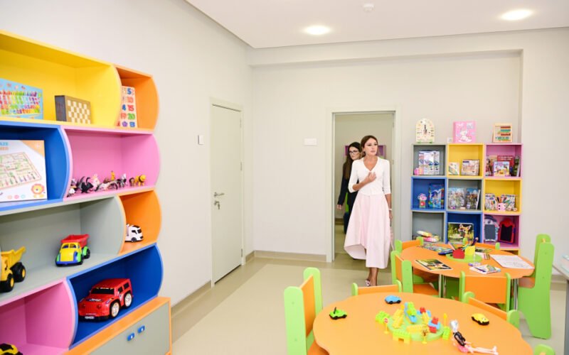 Mehriban Aliyeva and family members at the opening of Kindergarten No. 352