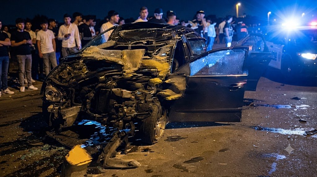 Место ДТП на Загульбинском шоссе с участием легкового автомобиля и грузовика