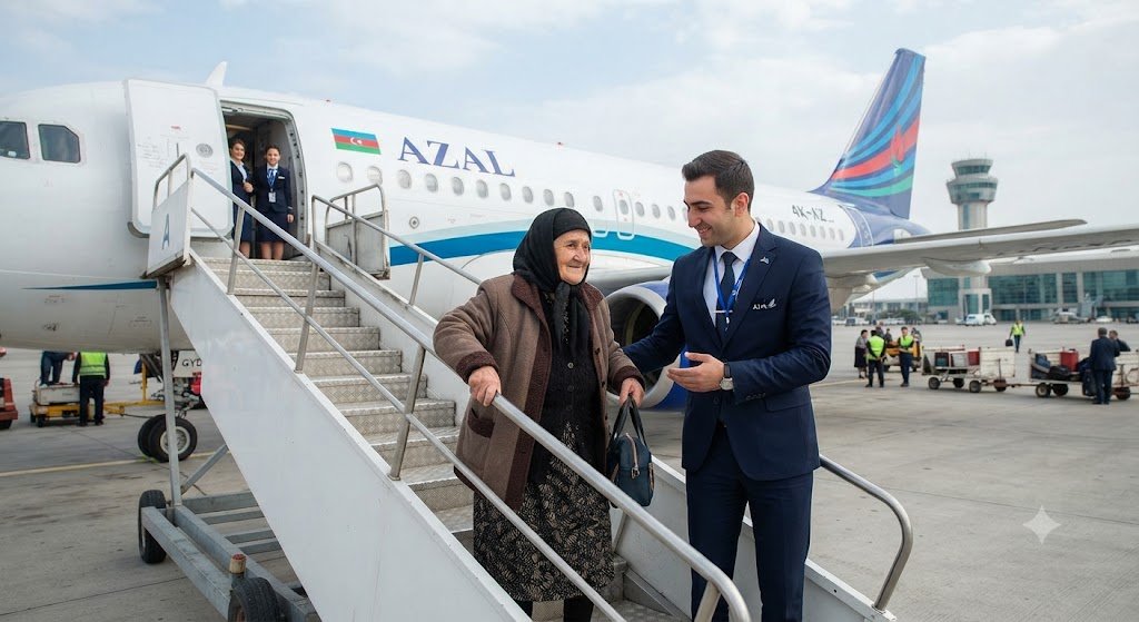 AZAL aviaşirkətinin sərnişin təyyarəsi uçuş zolağında