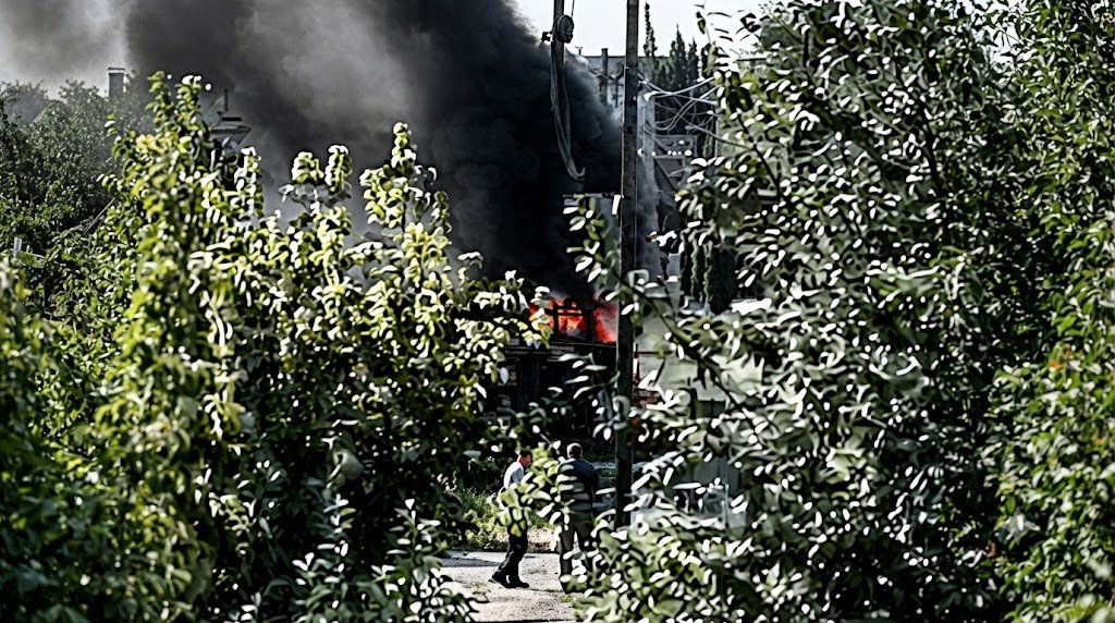 Emergency services scene following a vehicle explosion