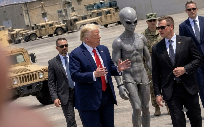 Трамп опубликовал фото с инопланетянином на военной базе