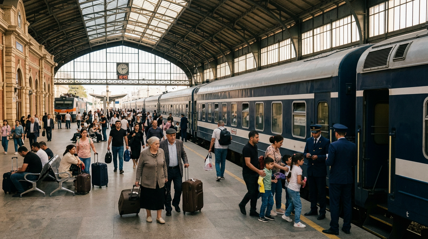 A train at the Baku railway station