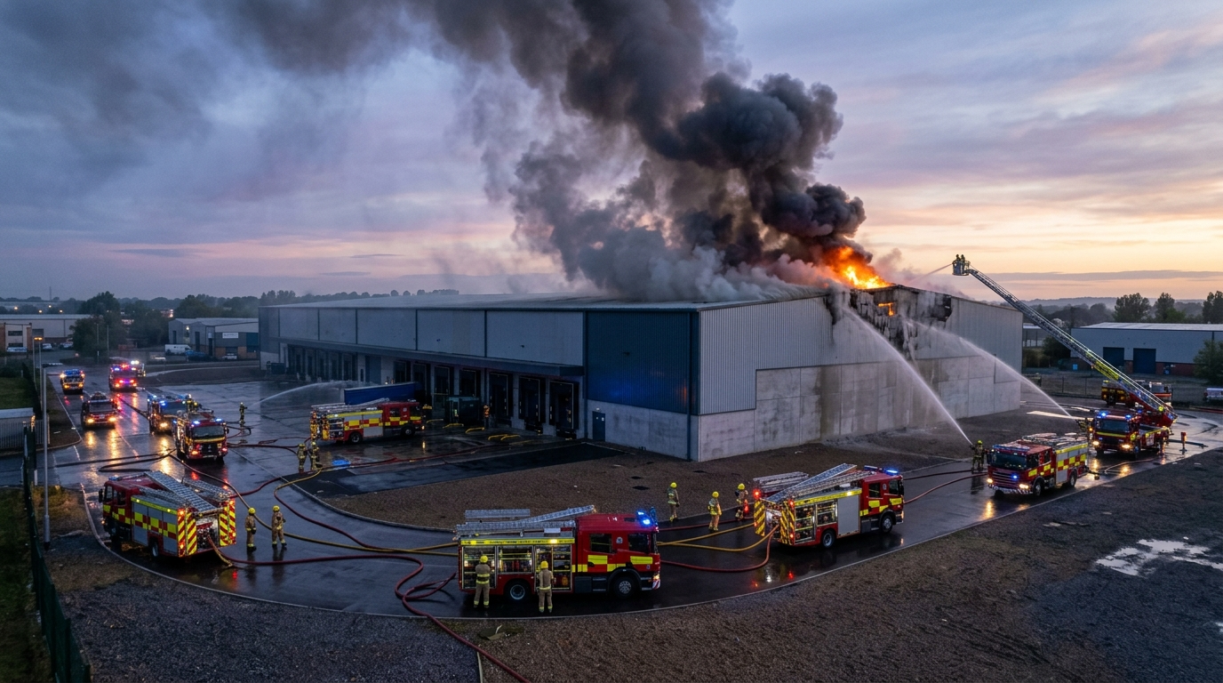 Emergency services operating near a warehouse facility