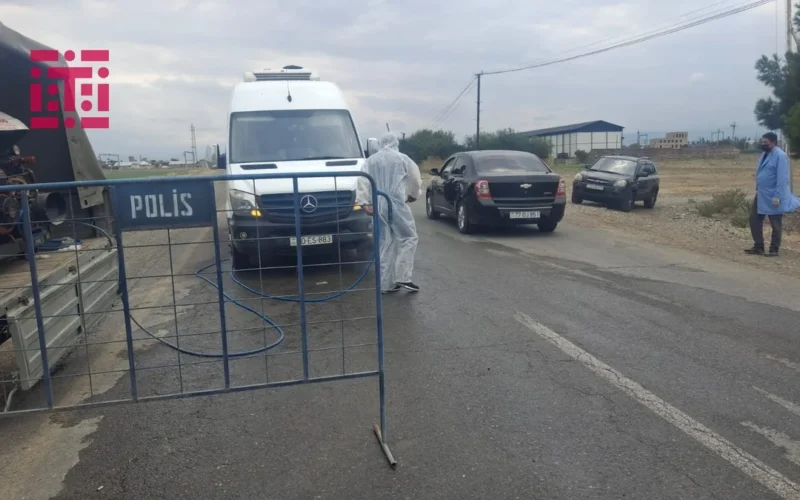 Samuxda nəzarət postu: Bütün avtomobillər dezinfeksiya edilir