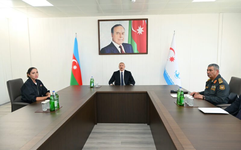 President Ilham Aliyev and First Lady Mehriban Aliyeva during their visit to the Naval Forces