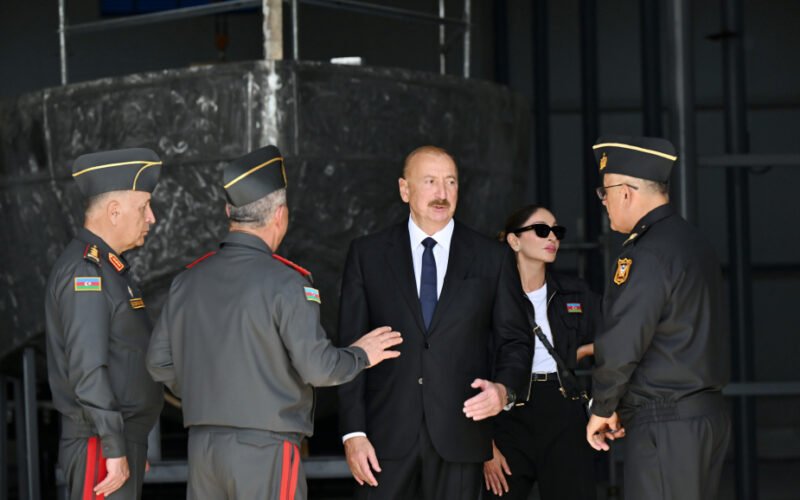 President Ilham Aliyev and First Lady Mehriban Aliyeva during their visit to the Naval Forces