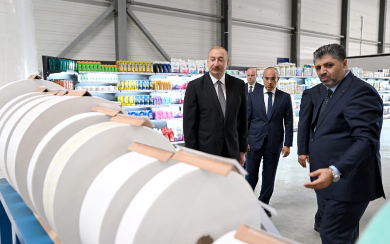 President Ilham Aliyev attending the opening ceremony of the Fabriora Group manufacturing plant in Baku