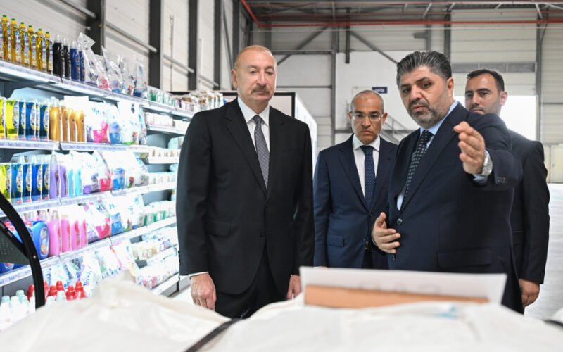 President Ilham Aliyev attending the opening ceremony of the Fabriora Group manufacturing plant in Baku