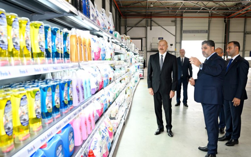 President Ilham Aliyev attending the opening ceremony of the Fabriora Group manufacturing plant in Baku