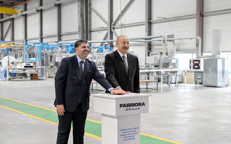 President Ilham Aliyev attending the opening ceremony of the Fabriora Group manufacturing plant in Baku
