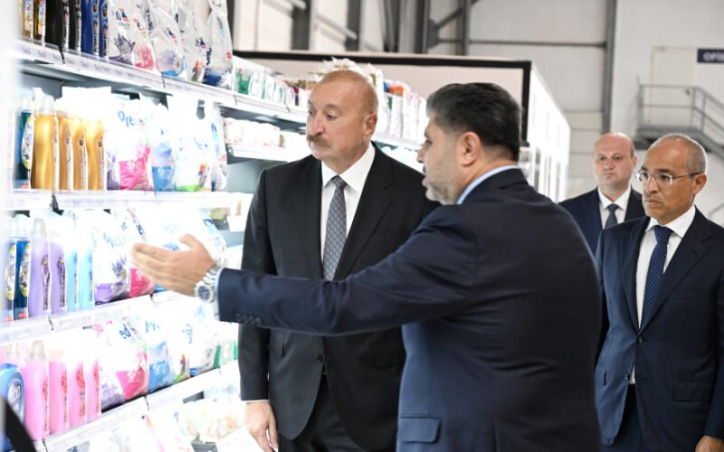 President Ilham Aliyev attending the opening ceremony of the Fabriora Group manufacturing plant in Baku