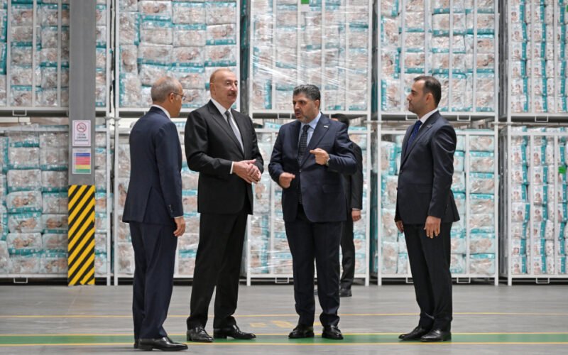 President Ilham Aliyev attending the opening ceremony of the Fabriora Group manufacturing plant in Baku