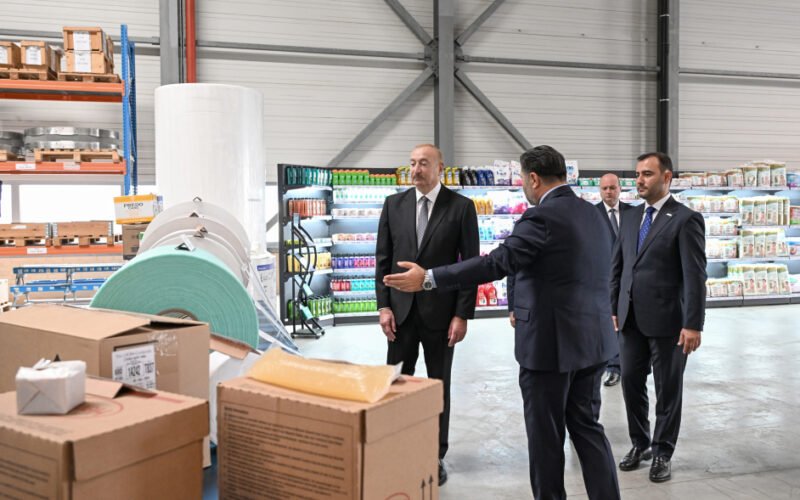 President Ilham Aliyev attending the opening ceremony of the Fabriora Group manufacturing plant in Baku