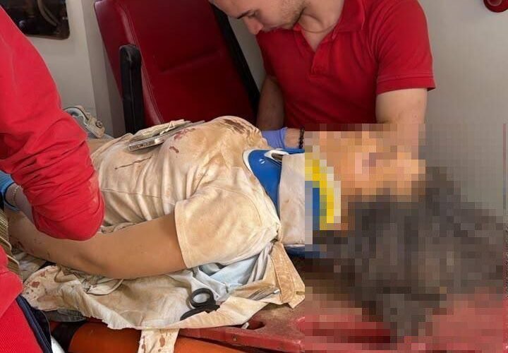 Здание телеканала в Киеве после удара БПЛА