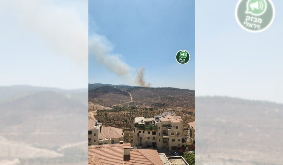 Forest fire approaching the settlement of Geva