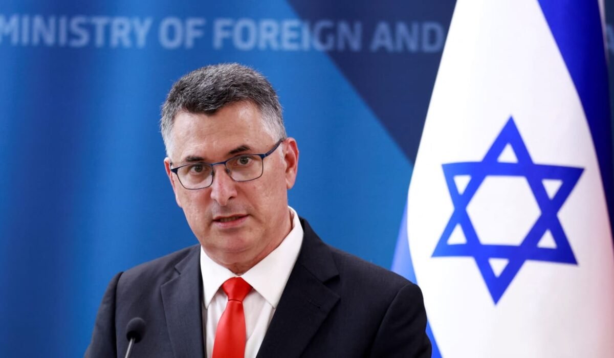 Israeli Foreign Minister Gideon Saar speaking at a press conference in Ljubljana, September 9, 2026.