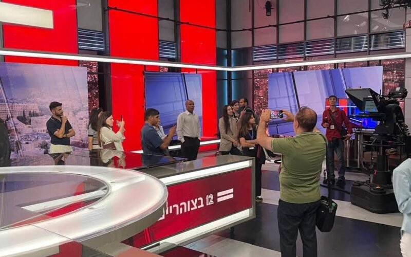 Azerbaijani journalists during a media tour in Israel