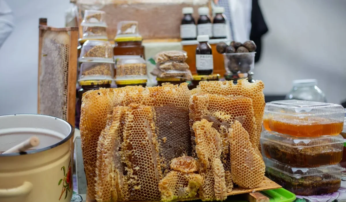 Honey stalls at a fair